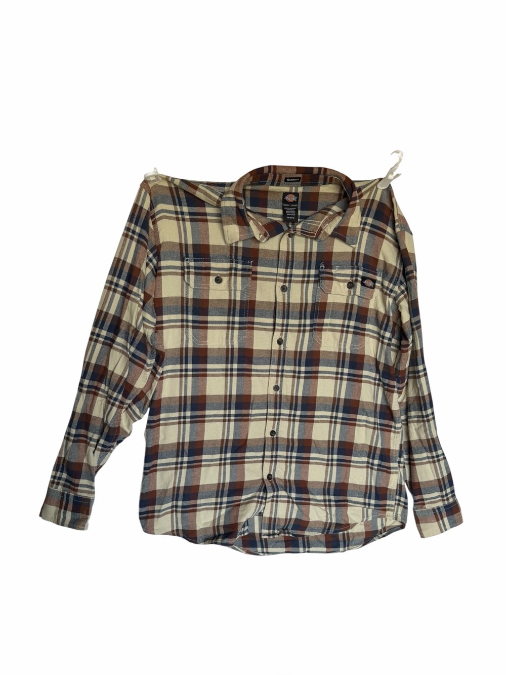 Dickies Plaid Button-Down Shirt in Brown, Cream & Navy